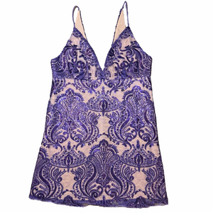 Free People Purple Lace Sequin Sparkly Mini Dress